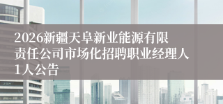 2026新疆天阜新业能源有限责任公司市场化招聘职业经理人1人公告