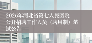 2026年河北省第七人民医院公开招聘工作人员(聘用制)笔试公告