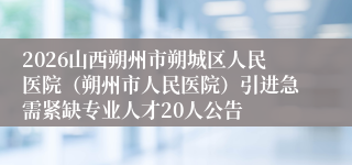 2026山西朔州市朔城区人民医院(朔州市人民医院)引进急需紧缺专业人才20人公告