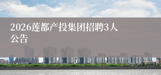 2026莲都产投集团招聘3人公告