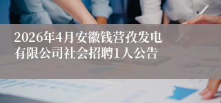 2026年4月安徽钱营孜发电有限公司社会招聘1人公告