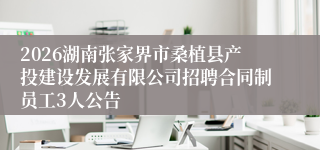 2026湖南张家界市桑植县产投建设发展有限公司招聘合同制员工3人公告
