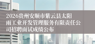 2026贵州安顺市紫云县太阳雨工业开发管理服务有限责任公司招聘面试成绩公布