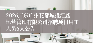 2026广东广州花都城投汇鑫运营管理有限公司招聘项目用工人员6人公告
