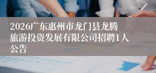 2026广东惠州市龙门县龙腾旅游投资发展有限公司招聘1人公告