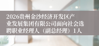2026贵州金沙经济开发区产业发展集团有限公司面向社会选聘职业经理人(副总经理)1人公告