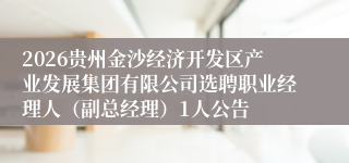 2026贵州金沙经济开发区产业发展集团有限公司选聘职业经理人(副总经理)1人公告