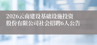 2026云南建设基础设施投资股份有限公司社会招聘6人公告