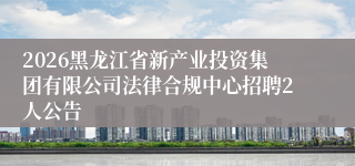 2026黑龙江省新产业投资集团有限公司法律合规中心招聘2人公告