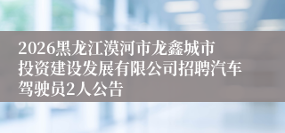 2026黑龙江漠河市龙鑫城市投资建设发展有限公司招聘汽车驾驶员2人公告