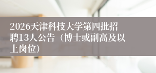 2026天津科技大学第四批招聘13人公告(博士或副高及以上岗位)