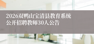 2026双鸭山宝清县教育系统公开招聘教师30人公告