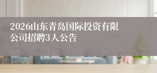 2026山东青岛国际投资有限公司招聘3人公告