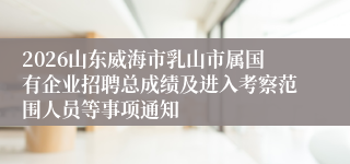 2026山东威海市乳山市属国有企业招聘总成绩及进入考察范围人员等事项通知