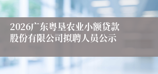 2026广东粤垦农业小额贷款股份有限公司拟聘人员公示