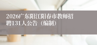 2026广东阳江阳春市教师招聘131人公告(编制)