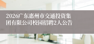 2026广东惠州市交通投资集团有限公司校园招聘2人公告
