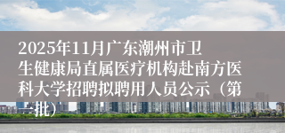 2025年11月广东潮州市卫生健康局直属医疗机构赴南方医科大学招聘拟聘用人员公示(第一批)