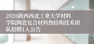 2026陕西西北工业大学材料学院陶瓷复合材料热结构技术团队招聘1人公告