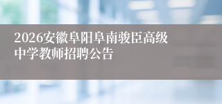 2026安徽阜阳阜南骏臣高级中学教师招聘公告