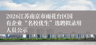 2026江苏南京市雨花台区国有企业“名校优生”选聘拟录用人员公示