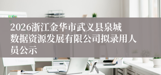 2026浙江金华市武义县泉城数据资源发展有限公司拟录用人员公示