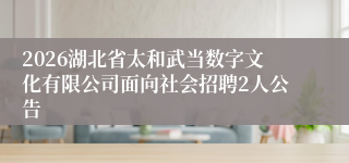2026湖北省太和武当数字文化有限公司面向社会招聘2人公告