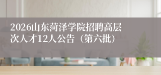 2026山东菏泽学院招聘高层次人才12人公告（第六批）