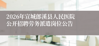 2026年宣城郎溪县人民医院公开招聘劳务派遣岗位公告