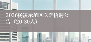 2026杨凌示范区医院招聘公告(20-30人)