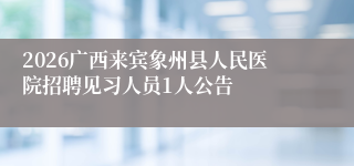 2026广西来宾象州县人民医院招聘见习人员1人公告