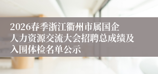 2026春季浙江衢州市属国企人力资源交流大会招聘总成绩及入围体检名单公示