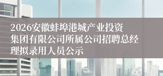 2026安徽蚌埠港城产业投资集团有限公司所属公司招聘总经理拟录用人员公示