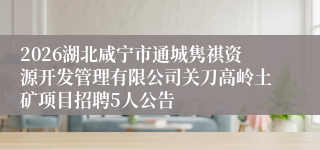 2026湖北咸宁市通城隽祺资源开发管理有限公司关刀高岭土矿项目招聘5人公告