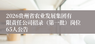 2026贵州省农业发展集团有限责任公司招录(第一批)岗位65人公告