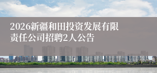 2026新疆和田投资发展有限责任公司招聘2人公告