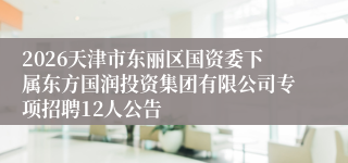 2026天津市东丽区国资委下属东方国润投资集团有限公司专项招聘12人公告