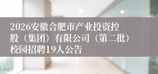 2026安徽合肥市产业投资控股(集团)有限公司(第二批)校园招聘19人公告