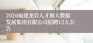 2026福建龙岩人才和大数据发展集团有限公司招聘12人公告