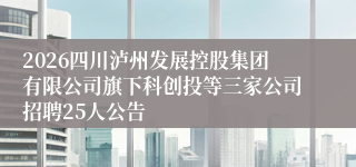2026四川泸州发展控股集团有限公司旗下科创投等三家公司招聘25人公告