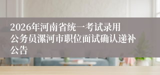 2026年河南省统一考试录用公务员漯河市职位面试确认递补公告