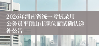 2026年河南省统一考试录用公务员平顶山市职位面试确认递补公告