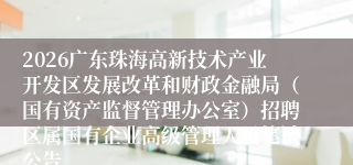 2026广东珠海高新技术产业开发区发展改革和财政金融局(国有资产监督管理办公室)招聘区属国有企业高级管理人员笔试公告