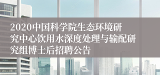 2020中国科学院生态环境研究中心饮用水深度处理与输配研究组博士后招聘公告