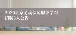 2020北京劳动保障职业学院招聘3人公告