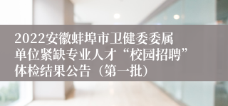 2022安徽蚌埠市卫健委委属单位紧缺专业人才“校园招聘”体检结果公告（第一批）