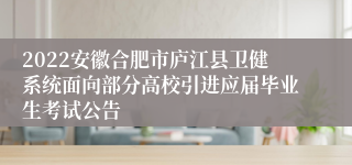 2022安徽合肥市庐江县卫健系统面向部分高校引进应届毕业生考试公告