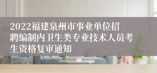 2022福建泉州市事业单位招聘编制内卫生类专业技术人员考生资格复审通知