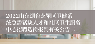 2022山东烟台芝罘区卫健系统急需紧缺人才和社区卫生服务中心招聘选岗报到有关公告二