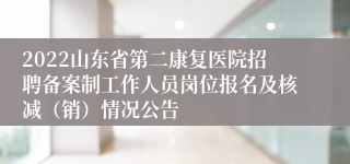2022山东省第二康复医院招聘备案制工作人员岗位报名及核减（销）情况公告